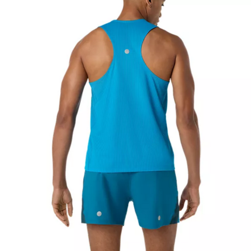 ASICS ROAD FADE SINGLET AEGEAN BLUE/YAMABUKI - 2011D522-400